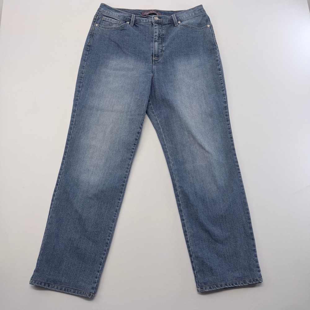 Gloria Vanderbilt Amanda Straight Leg Jeans Womens 14 Blue High Rise Stretch